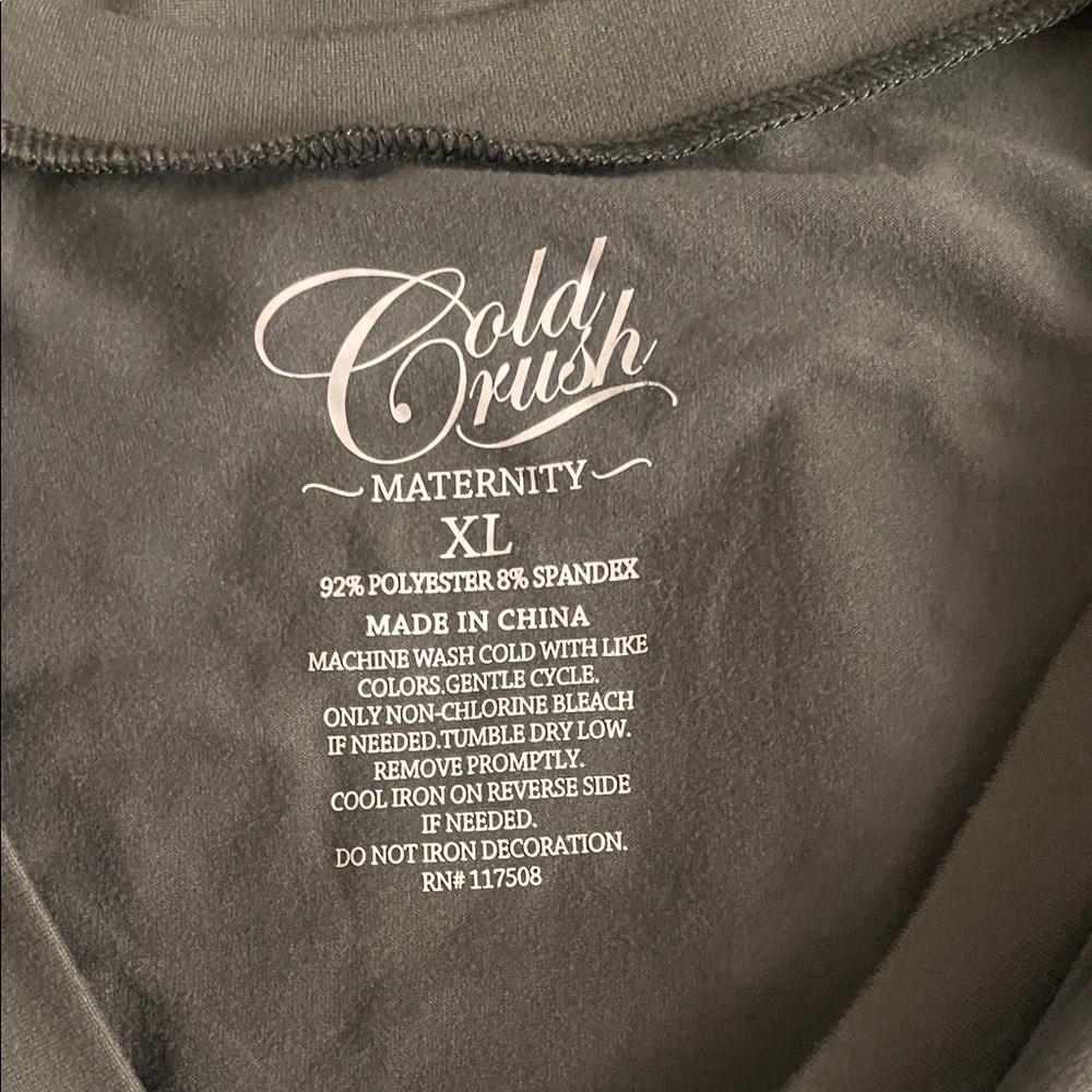 Cold Crush Maternity Charcoal V-Neck Tee with Inspirational Text - Picture 2 of 3